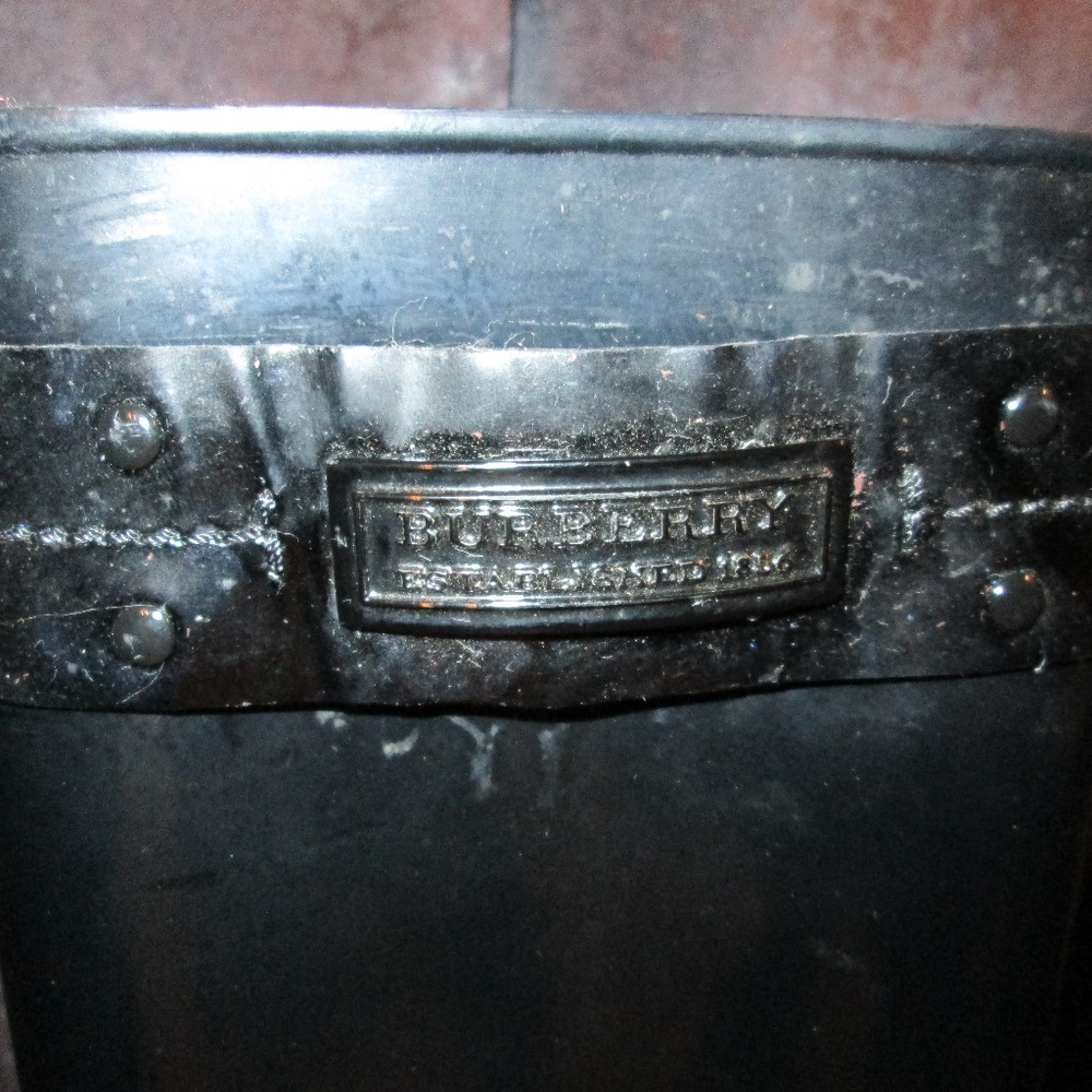 RARE Black Burberry Heeled Rain Boots 38/7 - Picture 3 of 5